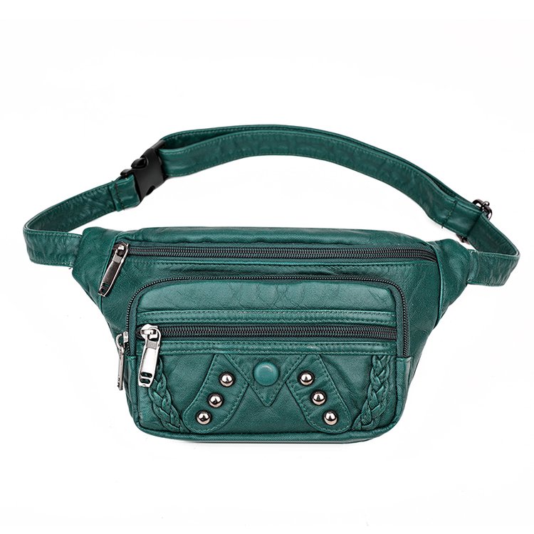 PU Leather Chest Bag with Zipper and Rivet Details - Image 4