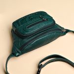 PU Leather Waist Bag with Zipper and Stitching