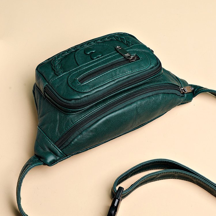 PU Leather Waist Bag with Zipper and Stitching