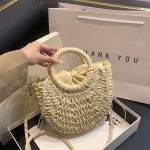Woven Fabric Drawstring Shoulder Bag One Size