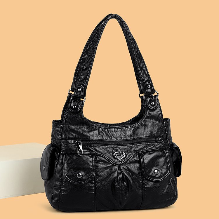 PU Tote Bag with Zipper and Patchwork Design - Spring 2025 Shoulder Bag - Image 2