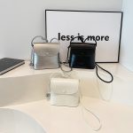 PU Flap Shoulder Bag with Stitching Detail - Small Square Bag, One Size