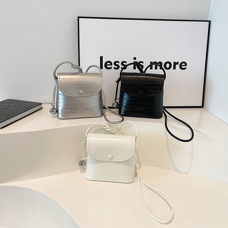PU Flap Shoulder Bag with Stitching Detail - Small Square Bag, One Size