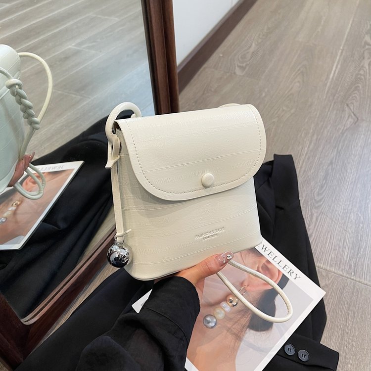 PU Flap Shoulder Bag with Stitching Detail - Small Square Bag, One Size - Image 3