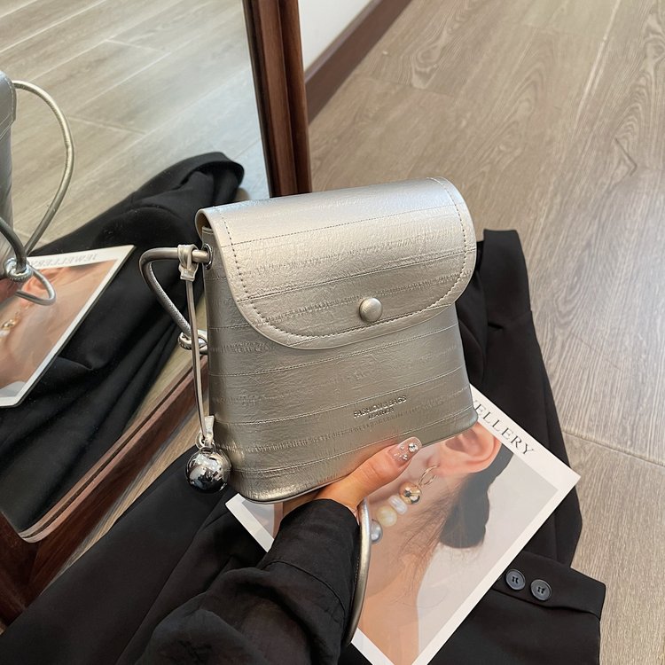 PU Flap Shoulder Bag with Stitching Detail - Small Square Bag, One Size - Image 2