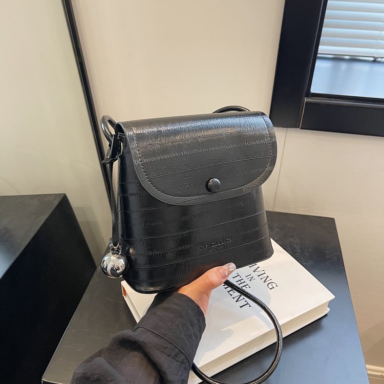 PU Flap Shoulder Bag with Stitching Detail - Small Square Bag, One Size - Image 4