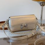 PU Small Square Shoulder Bag with Magnetic Closure and Stitching - White,Silver,Black - One Size
