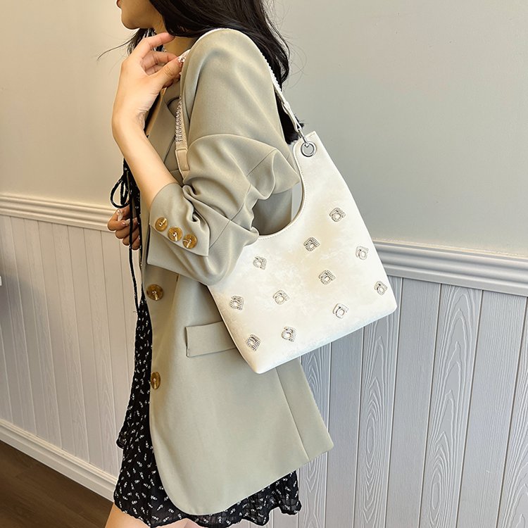 PU Crossbody Mini Square Bag with Magnetic Closure and Stitching Detail - White,Silver,Black - One Size - Image 2