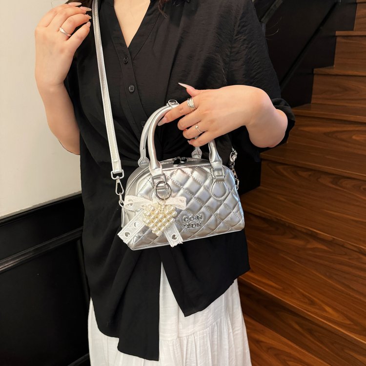 PU Shell Bag with Zipper Closure Solid Pattern 2025 Summer Shoulder Crossbody Handbag - Image 3