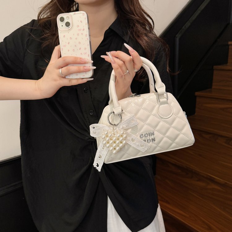 PU Shell Bag with Zipper Closure Solid Pattern 2025 Summer Shoulder Crossbody Handbag - Image 2