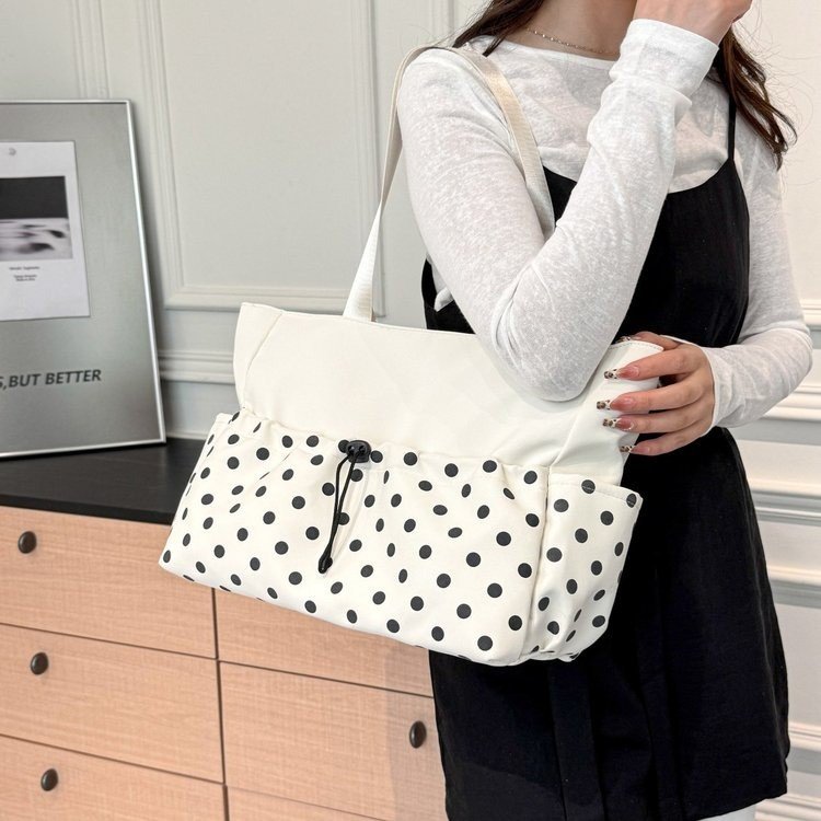 Oxford Print Tote Bag with Zipper - Handbag and Crossbody