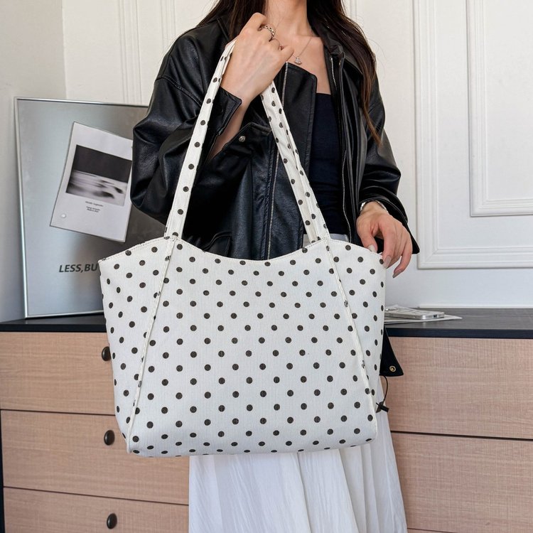 Corduroy Tote Bag with Zipper and Stitching Casual Handbag Shoulder Crossbody 2026 Fall - Image 2